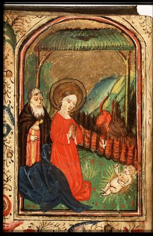 The Nativity: the adoration of the Christ-child by Mary and St. Joseph