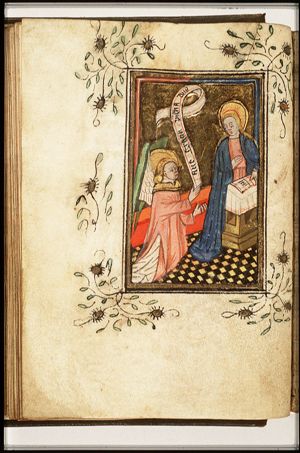The Annunciation: Gabriel announces Christ's birth to Mary