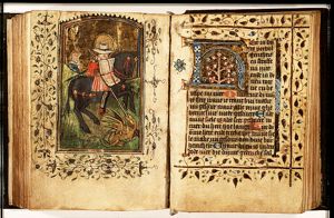 St. George on horseback fighting the dragon
