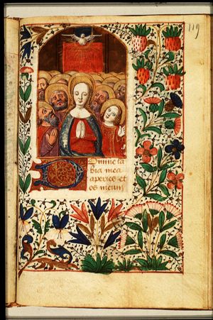 Pentecost: the Holy Spirit descends upon Mary and the apostles