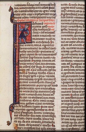 The death of Saul: he kills himself with a sword