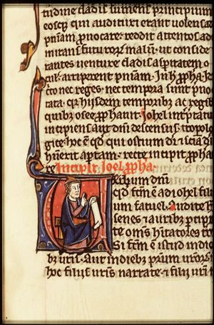 The prophet Joel holding a scroll