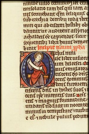 The prophet Nahum holding a scroll