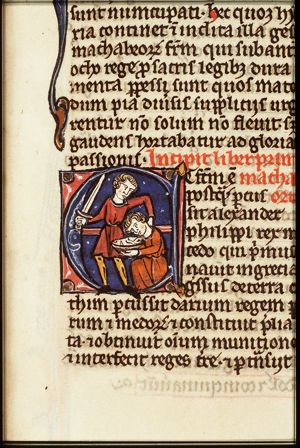 Mattathias beheads a Jew, who wanted to offer to pagan gods
