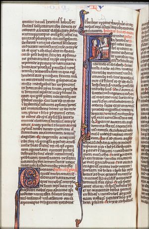 The annunciation of the birth of St. John the Baptist to Zacharias: while he is offering incense in the temple an angel (Gabriel) appears to him