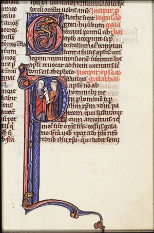 St. Paul hands over his epistle to one of the Galatians