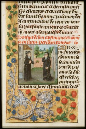 St. Palaemon refuses the food offered by St. Pachomius