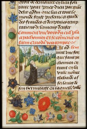 St. Pachomius hears a voice coming from heaven