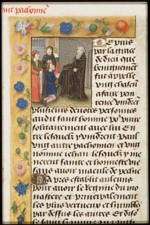 St. Pachomius gives three converts the cowl