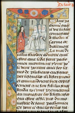 The mother of St. Theodorus of Tabennesi enters the convent