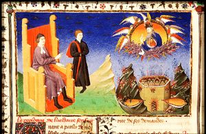 Master teaching his pupils on heaven and hell
