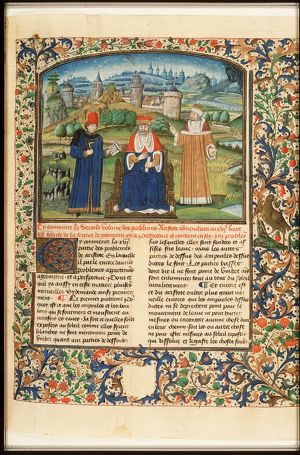 Aristotle discussing questions of geometry and perspective