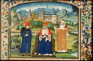 Aristotle discussing questions of geometry and perspective