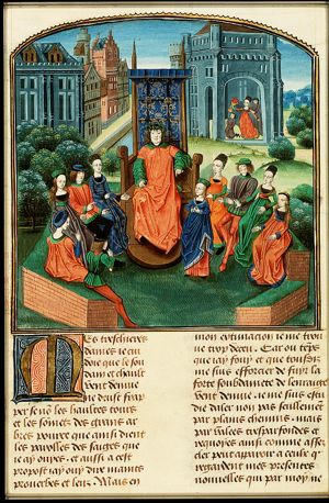 Filostrato, king of the fourth day, and Florentines listen to Fiametta's tale