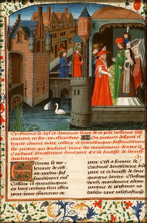 Isabella of Burgundy receives the English delegation