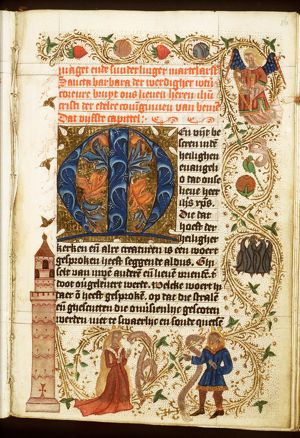 Dispute between St. Barbara and her father Dioscuros