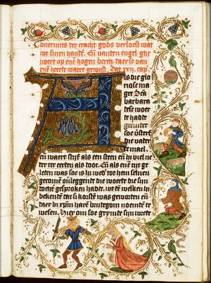 The shepherd who did not betray the hiding-place of St. Barbara, and the shepherd who did; the sheep of the latter are turned into locusts