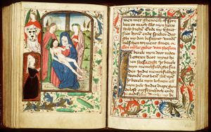 Lamentation: the dead Christ lamented by Mary, St. John and St. Mary Magdalene