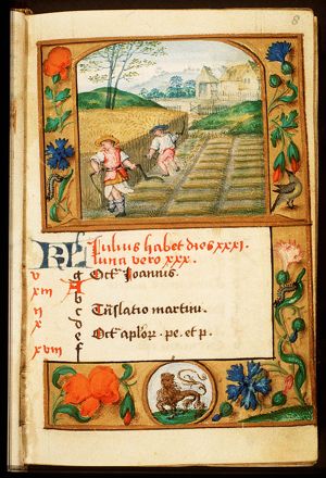 July: men reaping corn