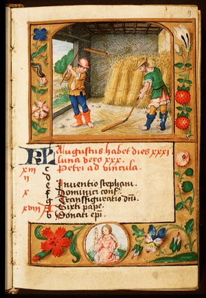August: men threshing