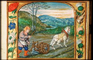 September: a man ploughing