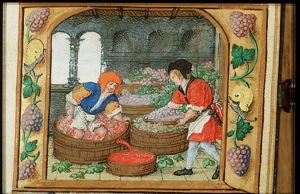 October: men treading grapes