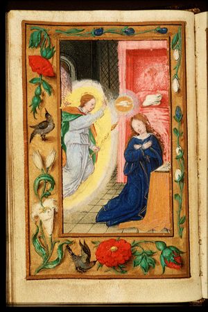 The Annunciation: Gabriel announces Christ's birth to Mary