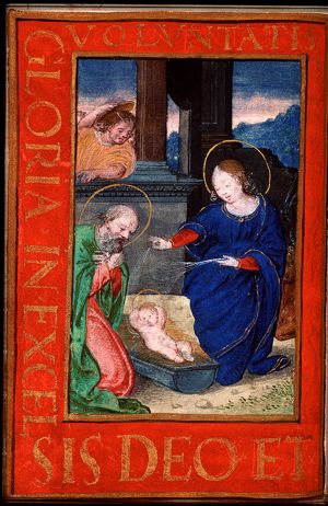 The Nativity: the adoration of the Christ-child by Mary and St. Joseph