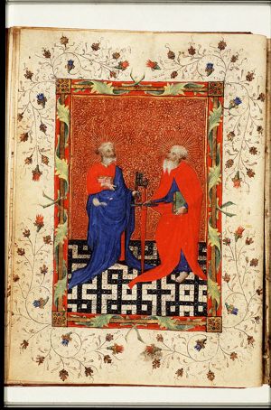 St. Peter with a book and a key and St. Paul with a sword and a book