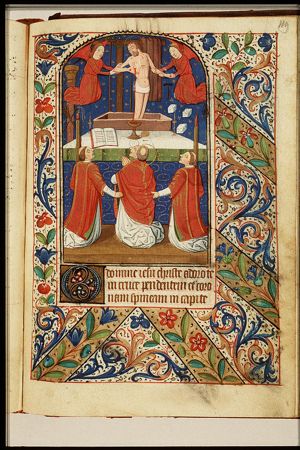 The mass of St. Gregory the Great: Christ appears on the altar