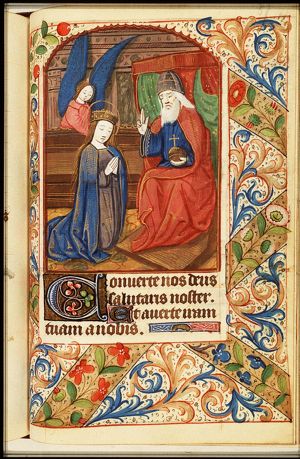 The coronation of Mary by an angel before God enthroned in heaven