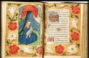 Madonna: Mary sitting on the ground, holding the Christ-child
