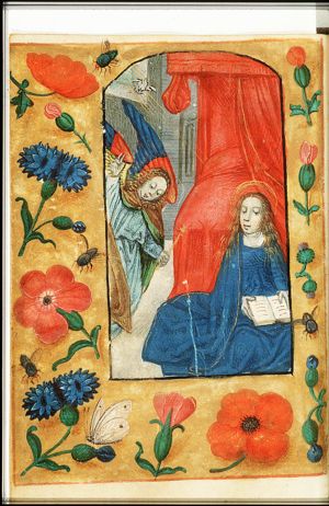 The Annunciation: Gabriel announces Christ's birth to Mary