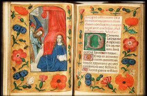 The Annunciation: Gabriel announces Christ's birth to Mary