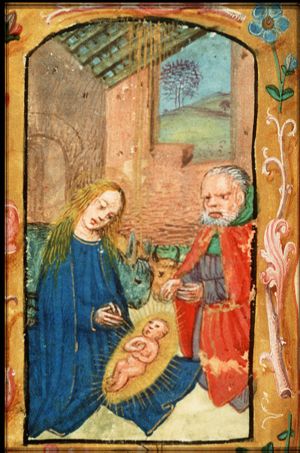 The Nativity: the adoration of the Christ-child by Mary and St. Joseph