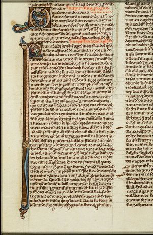 The Evangelist St. Luke writing, with his symbol the ox
