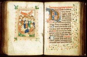 Pentecost: the Holy Spirit descends upon Mary and the apostles