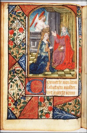 The coronation of Mary by an angel before God enthroned in heaven