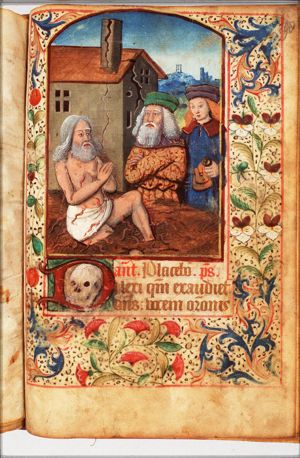 Job on the dung-hill is comforted by his friends