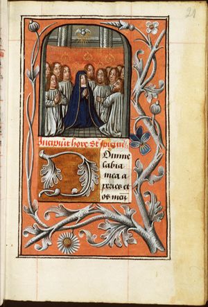 Pentecost: the Holy Spirit descends upon Mary and the apostles