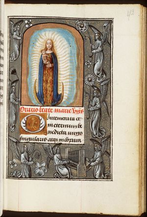 Madonna: Mary standing on the crescent, holding the Christ-child