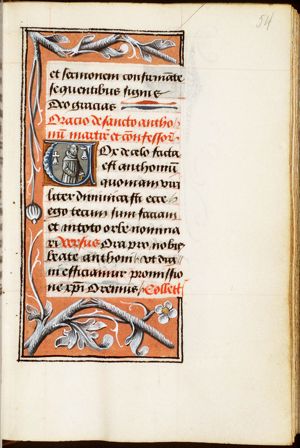 St. Antony Abbot of Egypt holding a staff, with two bells