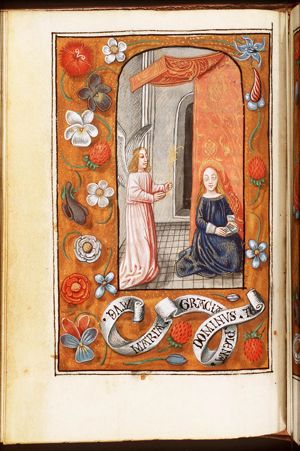 The Annunciation: Gabriel announces Christ's birth to Mary