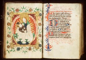 Madonna: Mary sitting on the crescent, holding the Christ-child