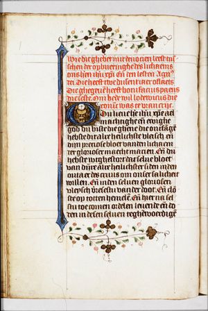A chalice bearing the Host