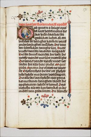 St. Bartholomew holding a knife and a book