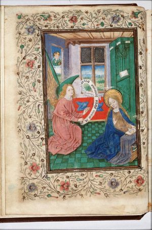 The Annunciation: Gabriel announces Christ's birth to Mary