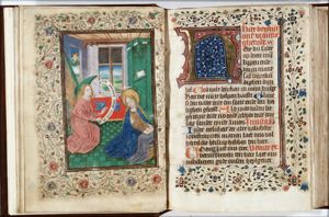 The Annunciation: Gabriel announces Christ's birth to Mary