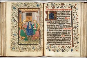 Pentecost: the Holy Spirit descends upon Mary and the apostles