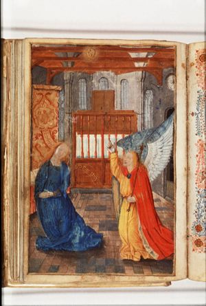 The Annunciation: Gabriel announces Christ's birth to Mary